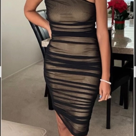 Lulus Already Rsvp'd Black Ruched One-shoulder Bodycon Dress - Size M - Picture 7 of 9